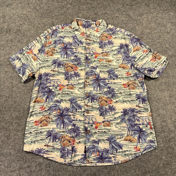 Faherty Other - Faherty Shirt Mens 2XL Multicolor Hawaiian Palm Camp‎ Short Sleeve Button Up